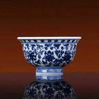 Front view of the Yongle-style blue-and-white press-hand cup