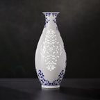 Back view of the Guanyin vase showing luminous floral linglong windows