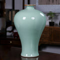 Front view of the Longquan celadon Meiping vase with fine crackle glaze