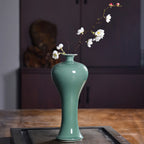 Deep Celadon meiping vase with a flowering branch