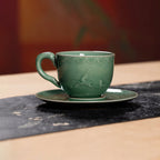 Plum Green Longquan celadon coffee cup and saucer