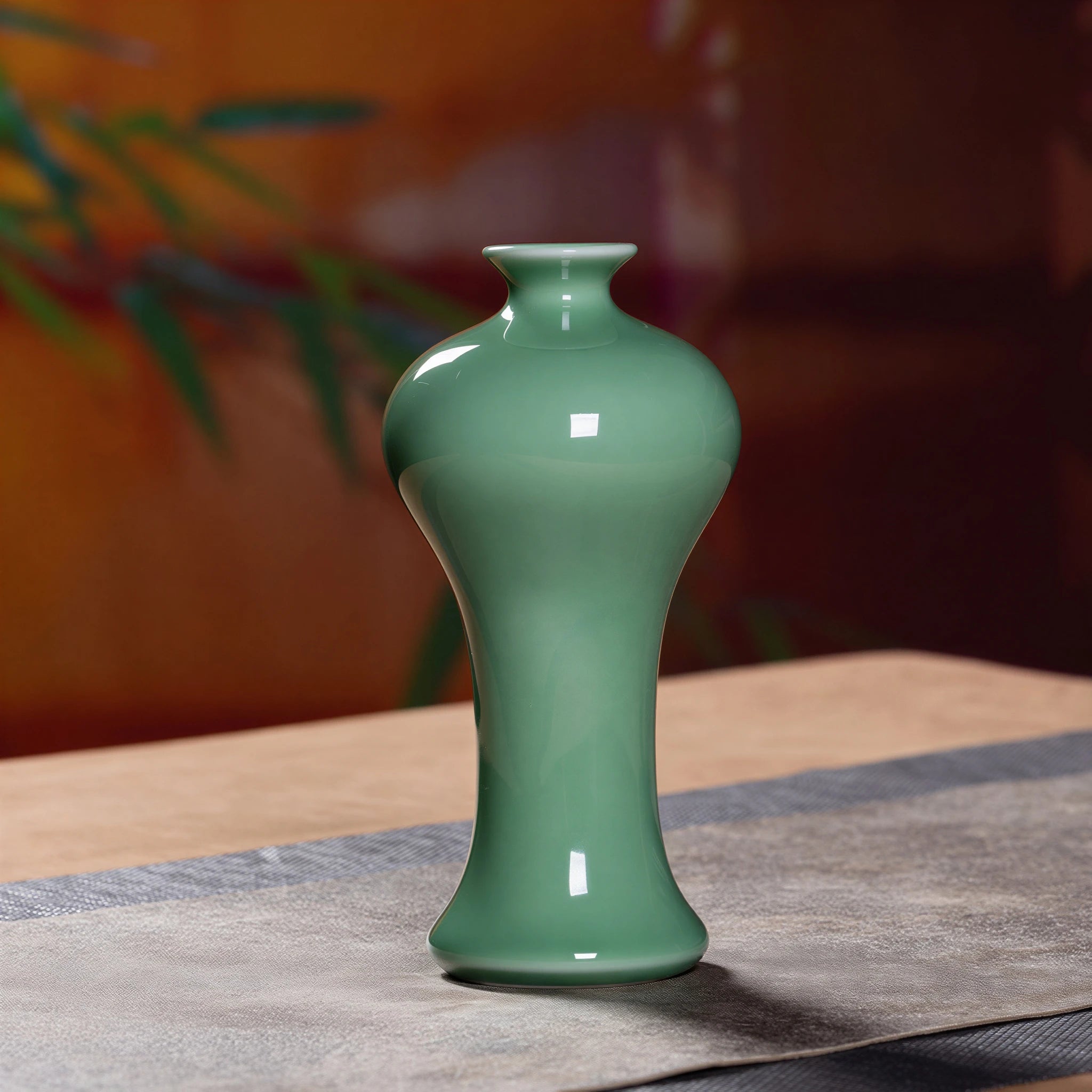 Plum Green Longquan celadon slender bud vase