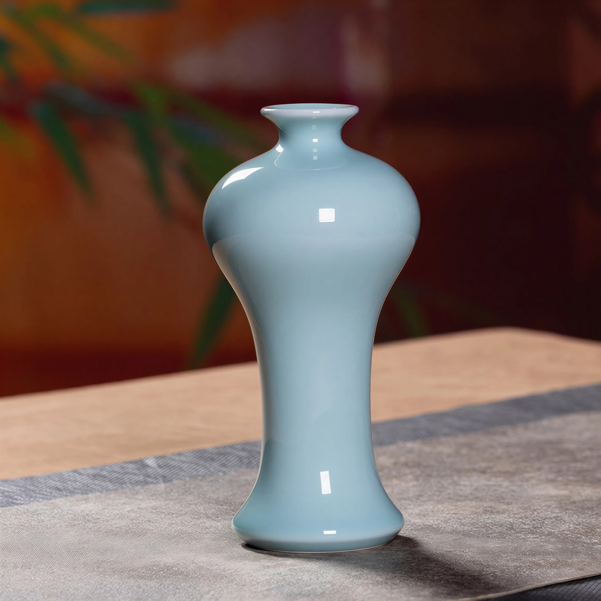 Powder-green Longquan celadon slender bud vase