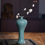 Sky Cyan Celadon meiping vase with plum blossom