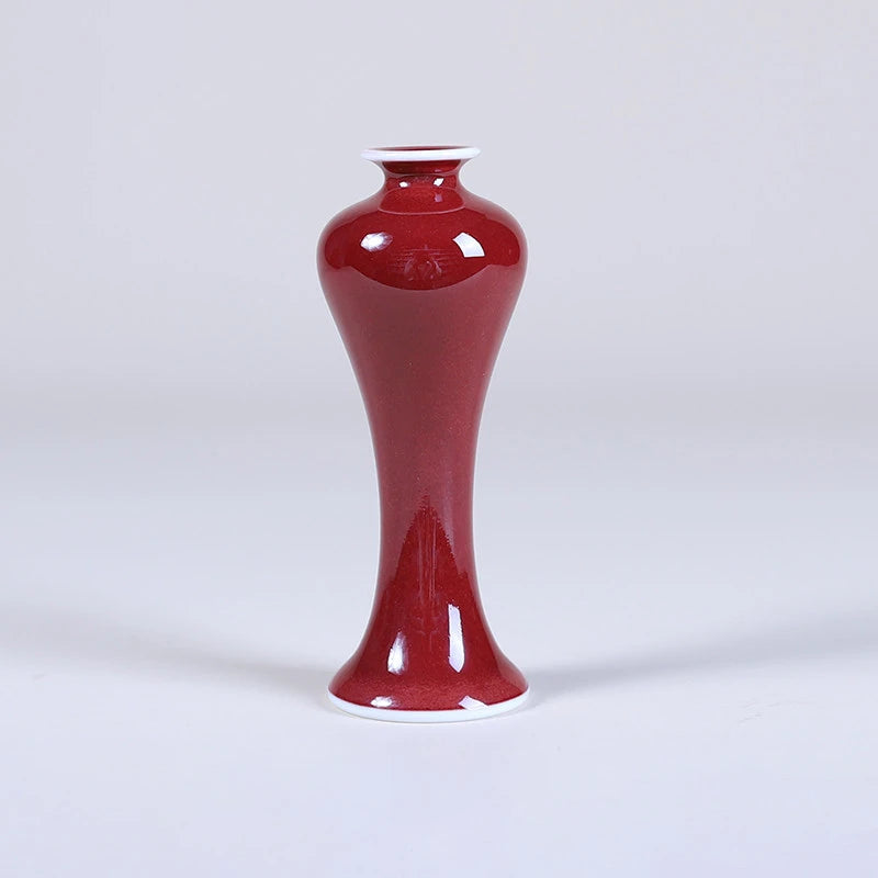 Tall meiping oxblood red mini porcelain vase