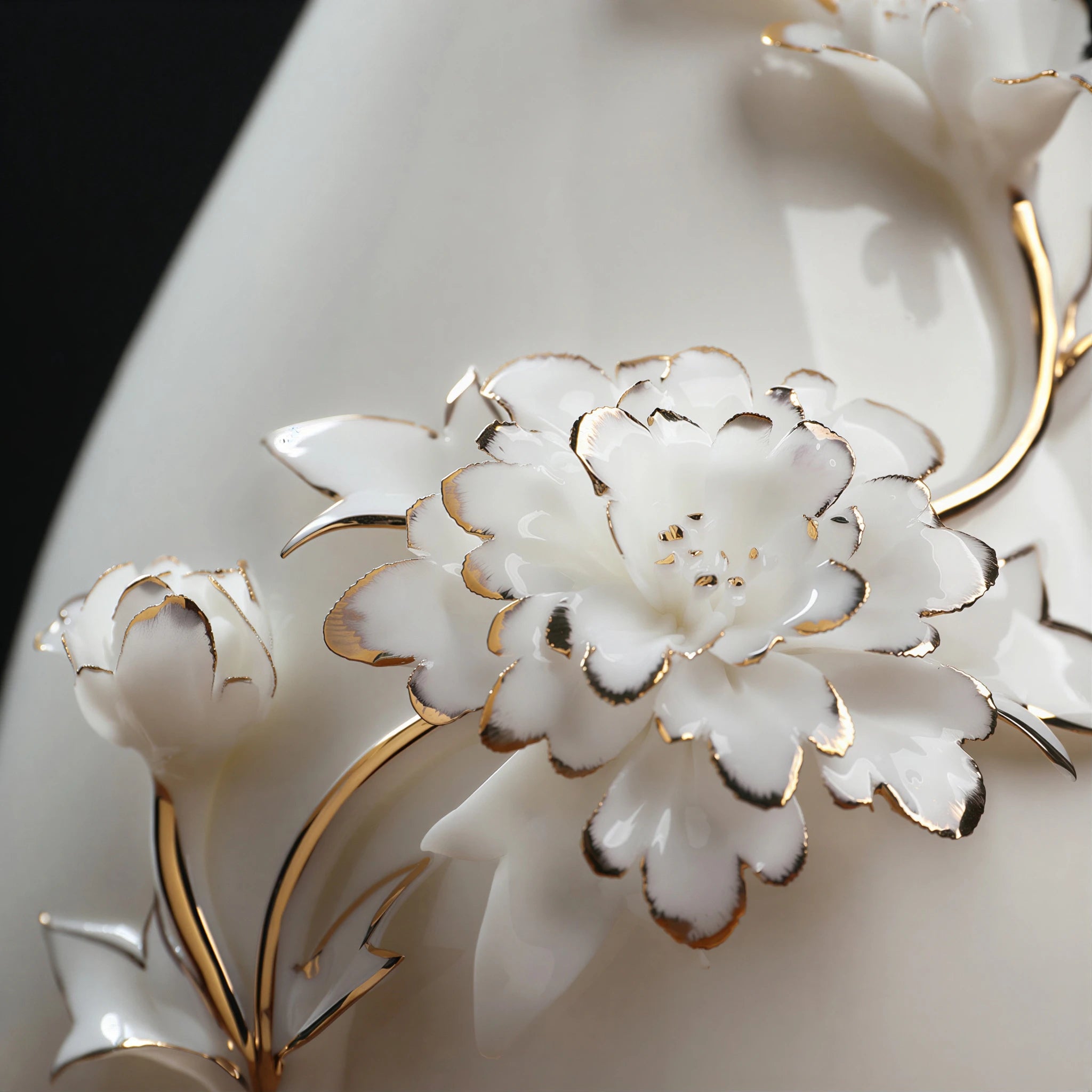Imperial Peony Relief Pear Vase
