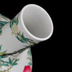 Rim and glazed neck detail on a famille rose Tianqiu vase