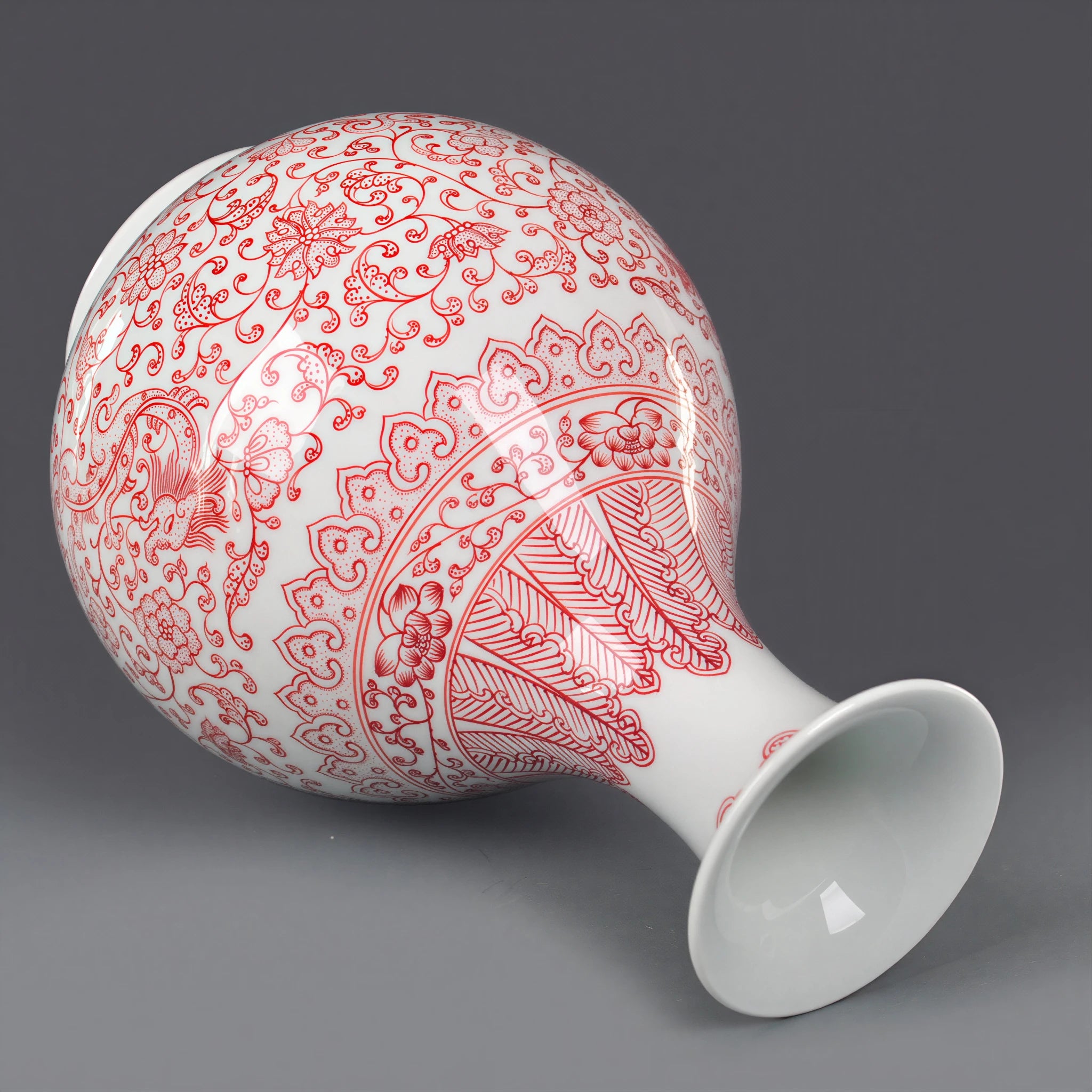 Pear-shaped Yuhuchun vase displayed as a decorative focal point