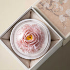 Blush pink porcelain carnation arranged in its presentation box