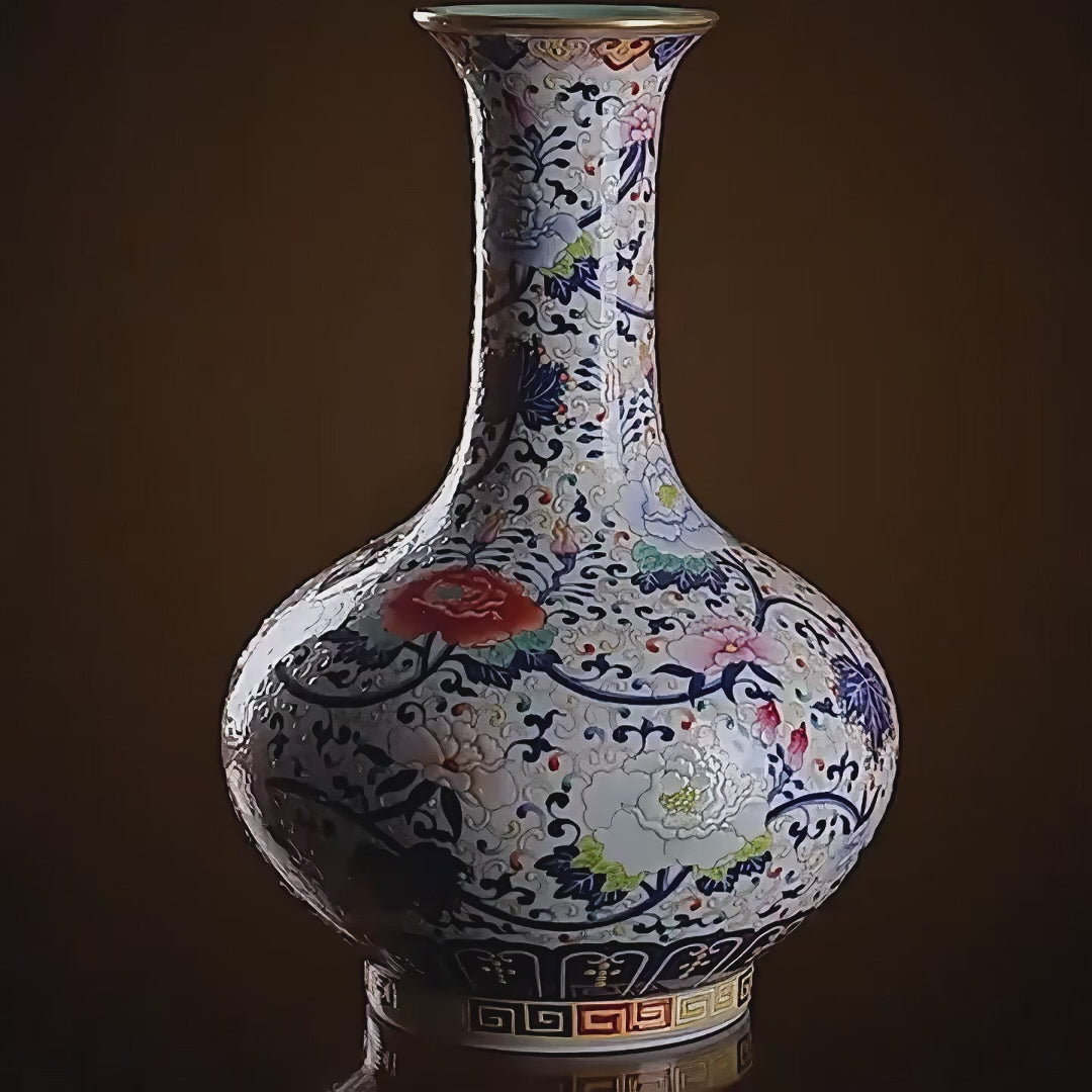 Qianlong-Style Doucai Peony and Lotus Shangping Vase