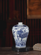 Ming-Style Blue-and-White Qilin and Waves Meiping Vase