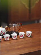 Jingdezhen Famille Rose Gongfu Tea Set: Nine Peaches and Five Bats