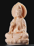 Jade Red Ceramic Guanyin with Divine Halo