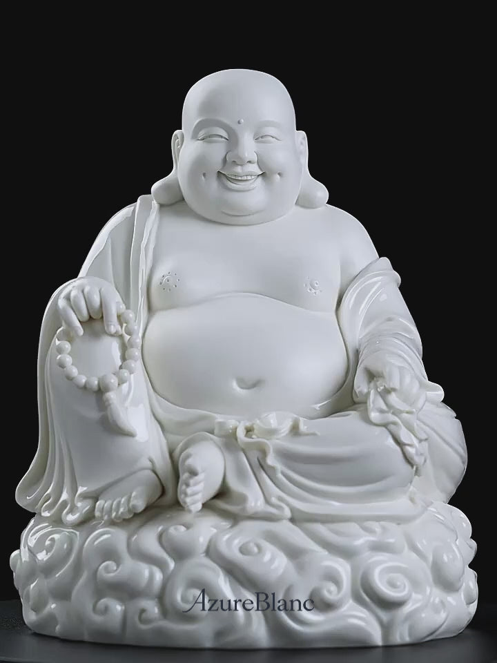 Ceramic Maitreya Buddha on Auspicious Clouds
