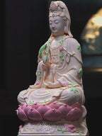 Nanhai Guanyin Bodhisattva Seated on Lotus - Red Enamel