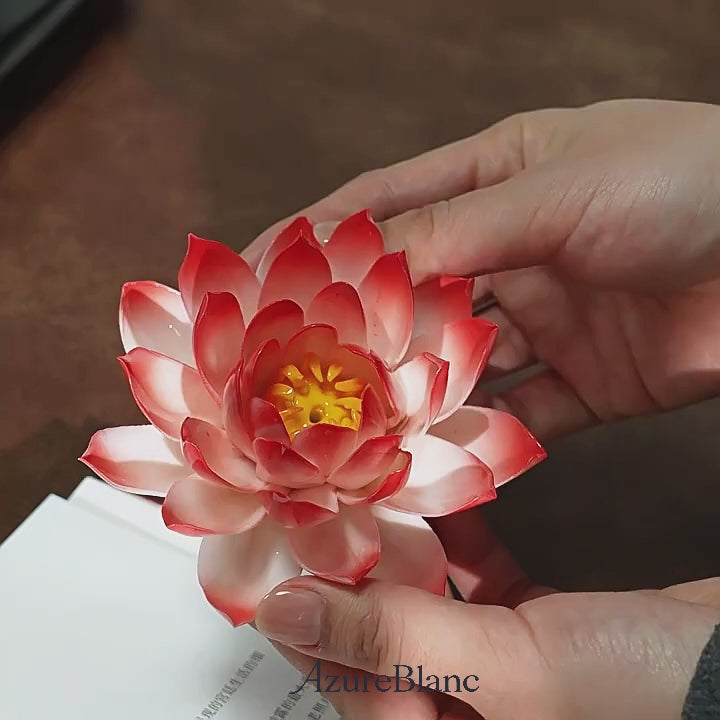 Polychrome Porcelain Lotus Incense Holder