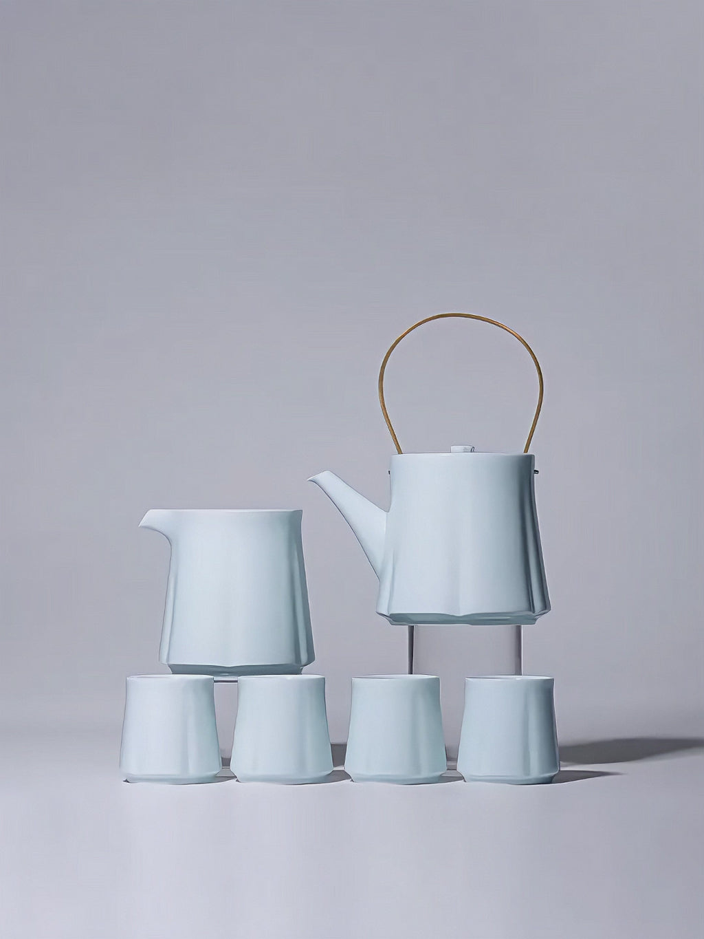 Jingdezhen Yingqing Begonia Bail-Handle Teapot Set