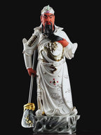 Gold-Traced Porcelain Standing Guan Gong Sculpture