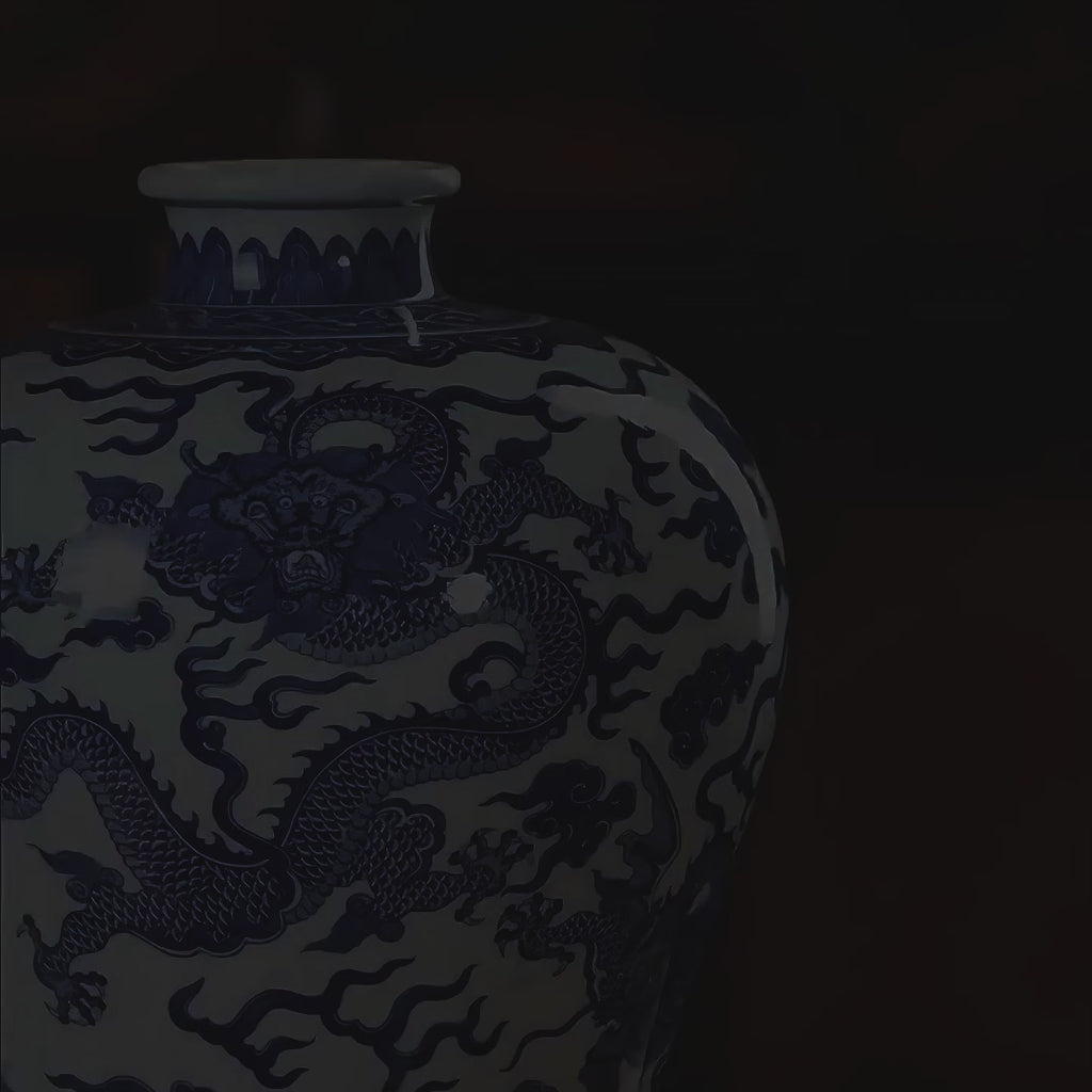 Qianlong Blue-and-White Five-Dragon and Waves Meiping