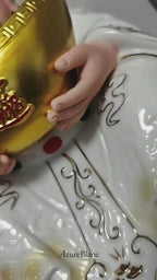 Blanc de Chine Gold-Traced Prosperity Deity Sculpture