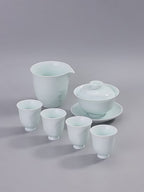 Jingdezhen Hand-Carved Porcelain Gongfu Tea Set: Distant Mountains