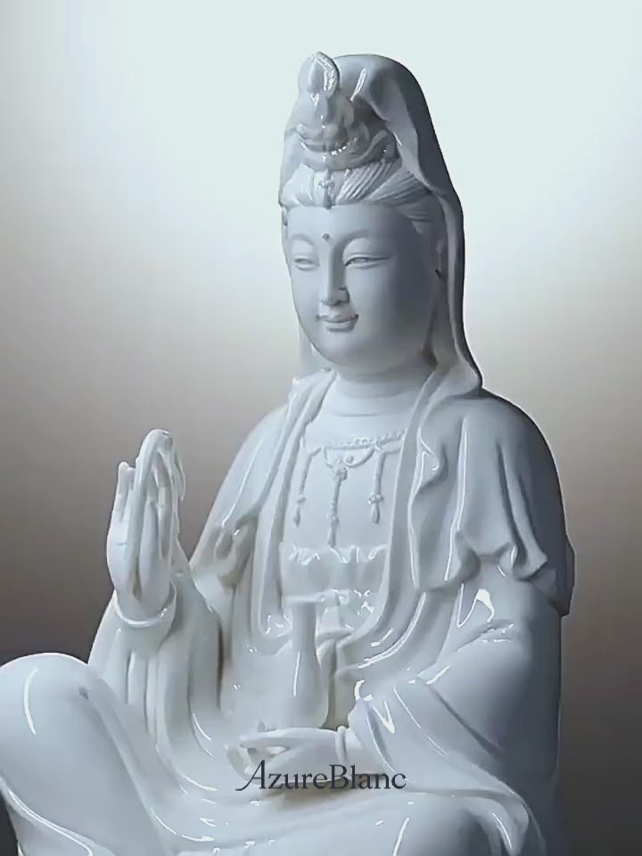 Ceramic Seated Lotus Guanyin Bodhisattva