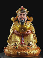 Polychrome Porcelain Prosperity Deity Sculpture