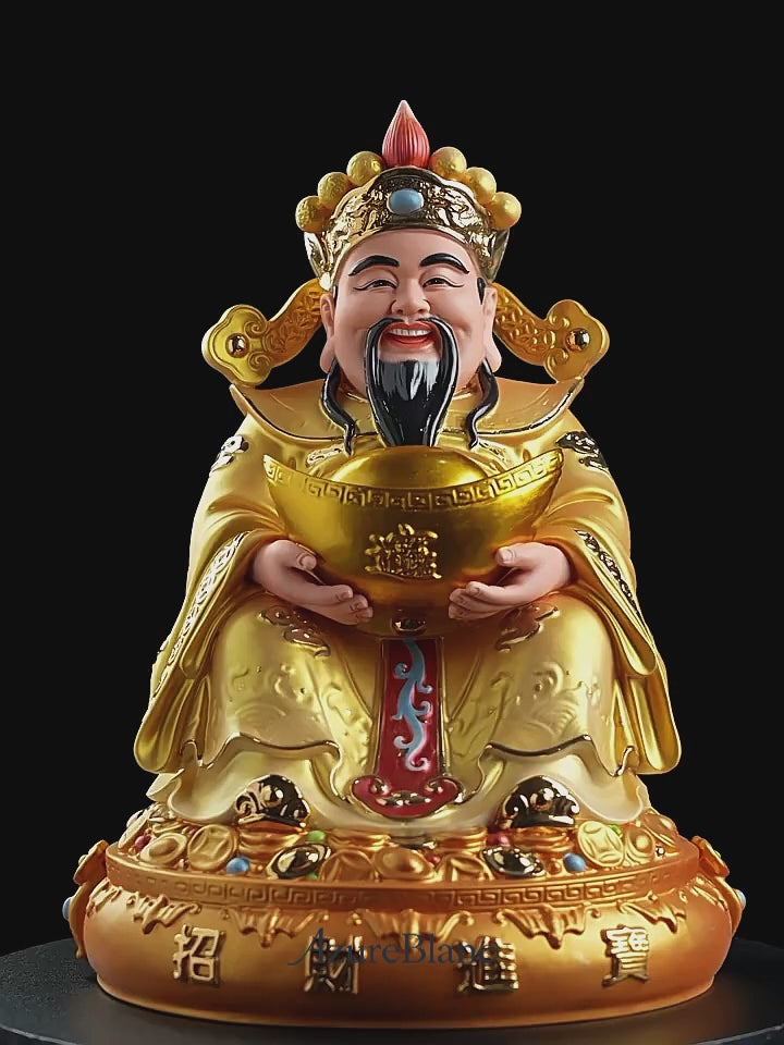Polychrome Porcelain Prosperity Deity Sculpture