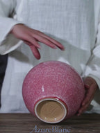 Blush Pink Crackle Glaze Pomegranate Vase