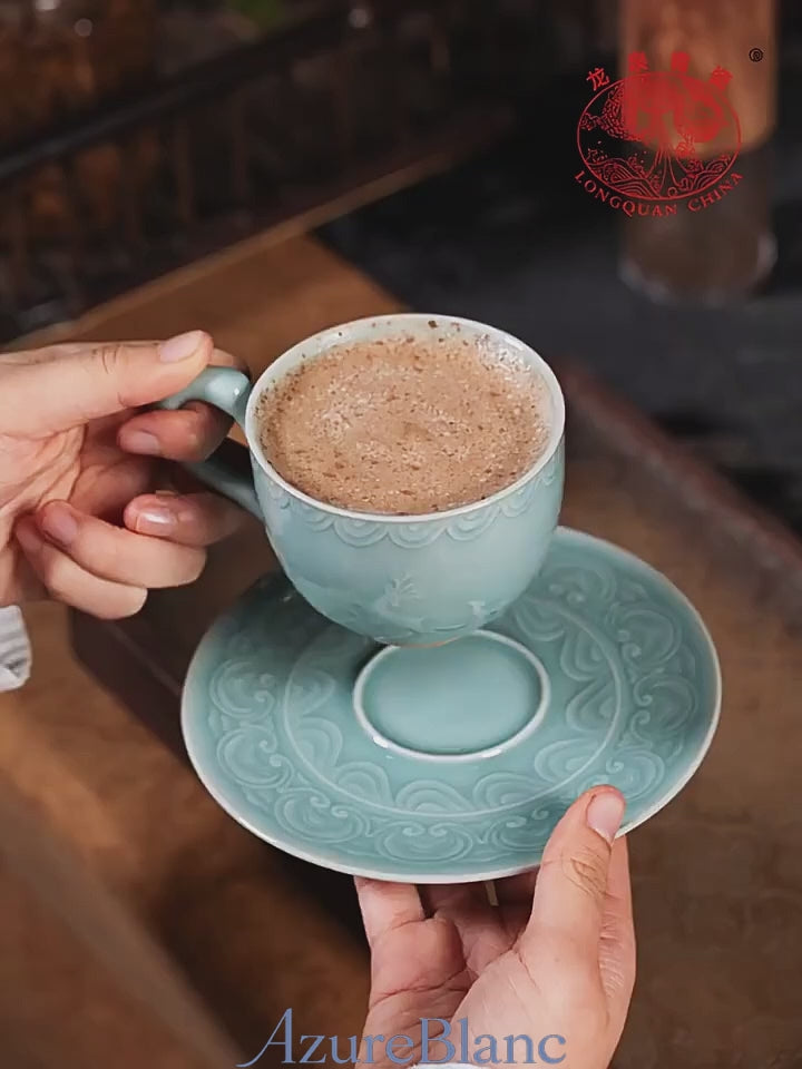 Longquan Celadon Relief Coffee Cup Set