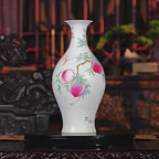 Yongzheng Famille Rose Peach and Bat Olive-Shaped Vase