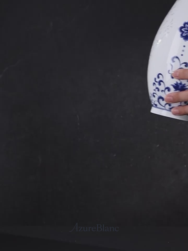 Cobalt Lotus Reticulated Guanyin Vase