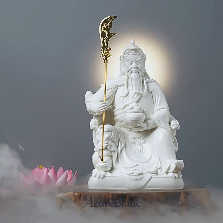 Jade Blanc de Chine Guan Gong Martial Deity Sculpture