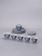 Jingdezhen In-Glaze Blue-and-White Peony Gongfu Tea Set