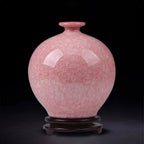Blush Pink Crackle Glaze Pomegranate Vase