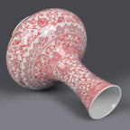 Qianlong-style underglaze red globular vase displayed as a centerpiece