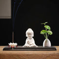 Contemplation Buddha with lotus incense holder and bud vase