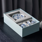San Duo gaiwan, tea boat, and cup in fitted packaging