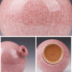 Blush Pink Crackle Glaze Pomegranate Vase