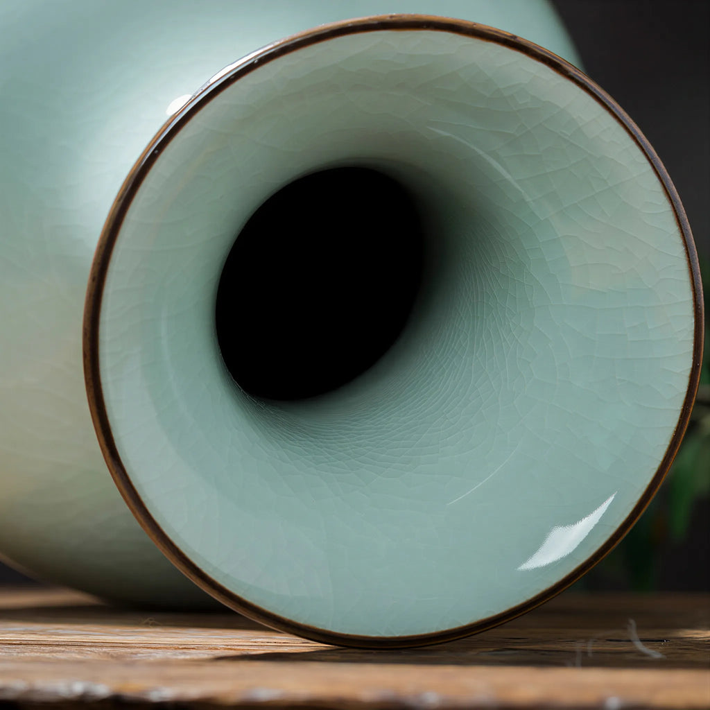 Pale Celadon Crackle Glaze Globular Vase