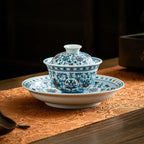 Thick-walled lotus gaiwan and ceramic tea stage