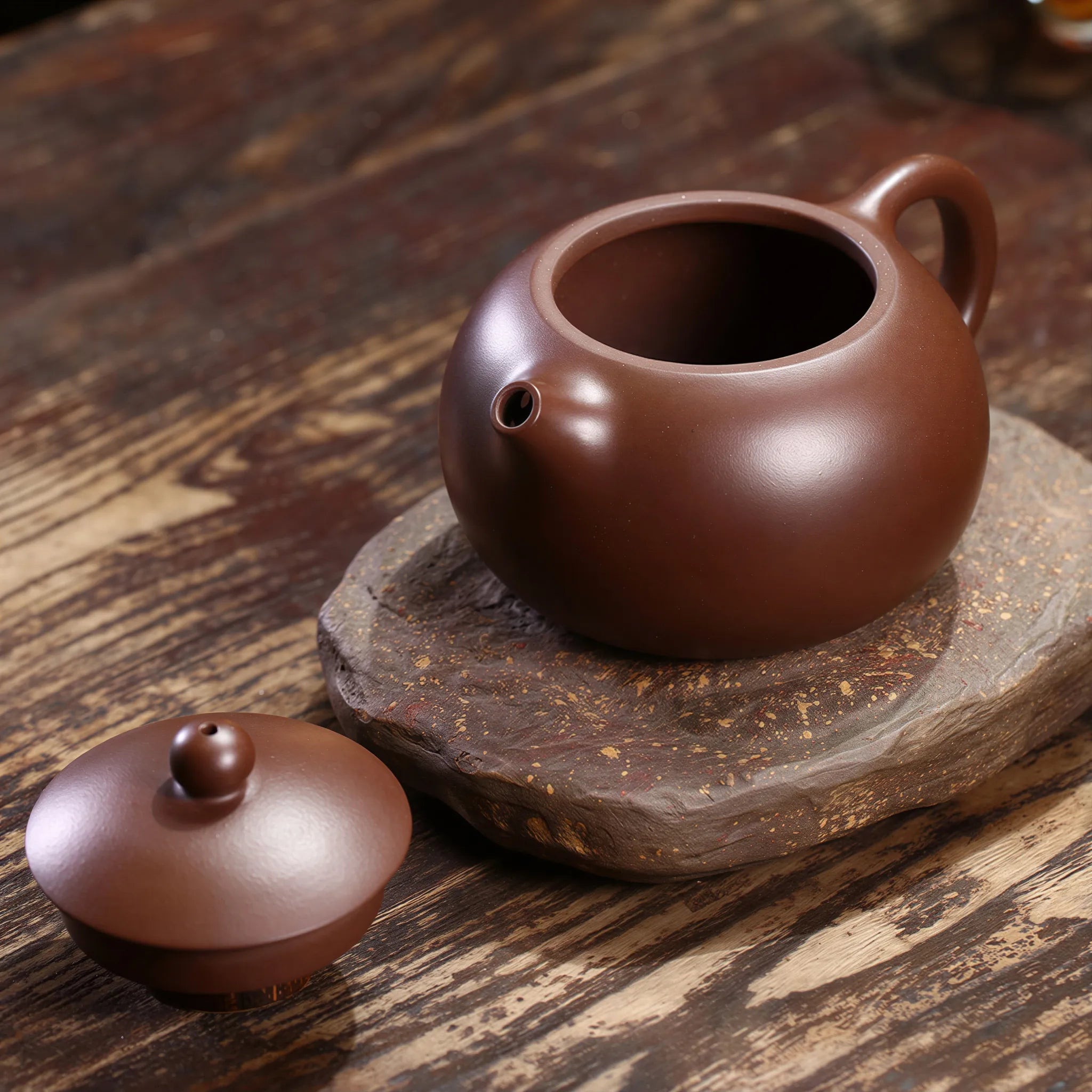 Xishi teapot shown with the fitted lid removed