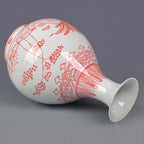 Side view of the Yuhuchun vase showing bamboo and garden decoration across the rounded body