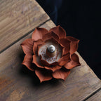 Close view of the layered unglazed Zhuni clay petals